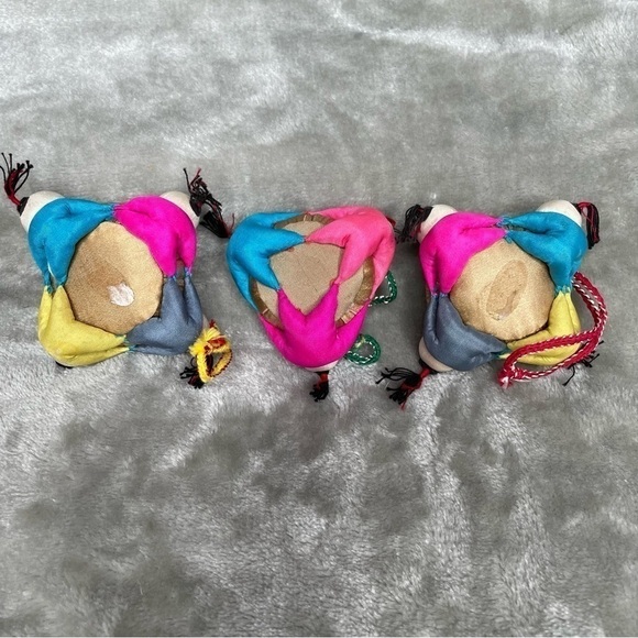Vintage Embroidered Silk Chinese Sumo Wrestlers Figures Holiday Ornaments 6 ct - Picture 4 of 9